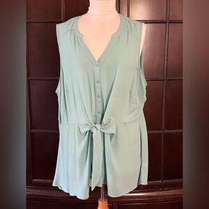 Torrid Peplum Georgette Button-Front Tie-Front Blouse in Sea Foam Green